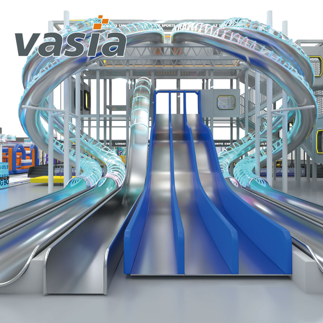 Large stainless steel slide playground
