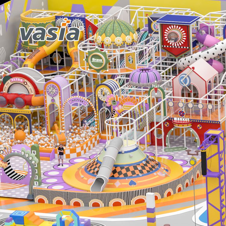 Large Indoor Playground with Colourful Equipment